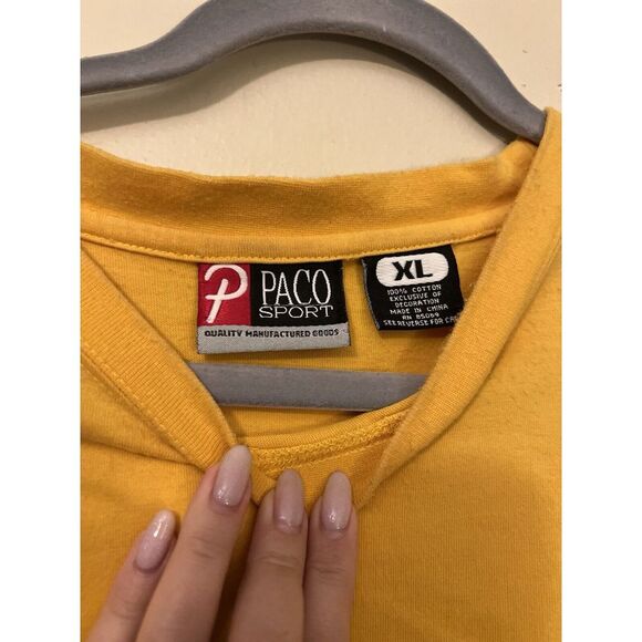 Vintage Paco Jeans Shirt Adult XL Yellow 90s Y2K All Over Print AOP Mens - Picture 10 of 11